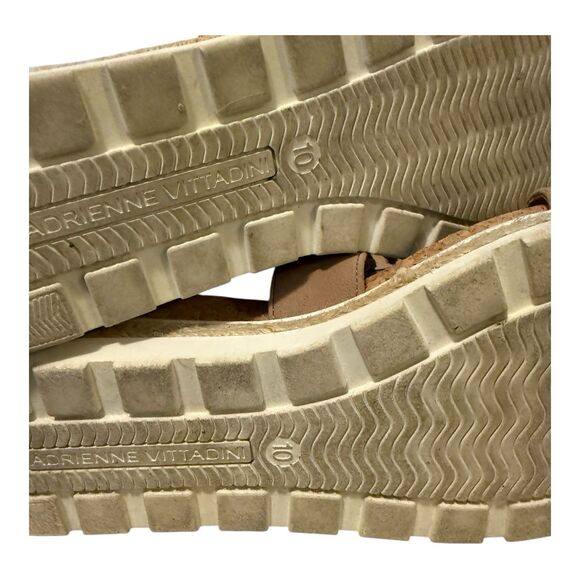 Adrienne Vittadini Tan Cecilia Wedge Sandals Espadrilles Cork Zip 10M Hook+loop - Picture 10 of 12